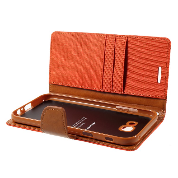 MERCURY GOOSPERY Canvas Diary Wallet Leather Mobile Shell for Samsung Galaxy A7 (2017) A720 - Orange-6