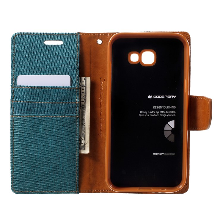 MERCURY GOOSPERY Canvas Diary Leather Cover Case for Samsung Galaxy A7 (2017) A720 - Green-5