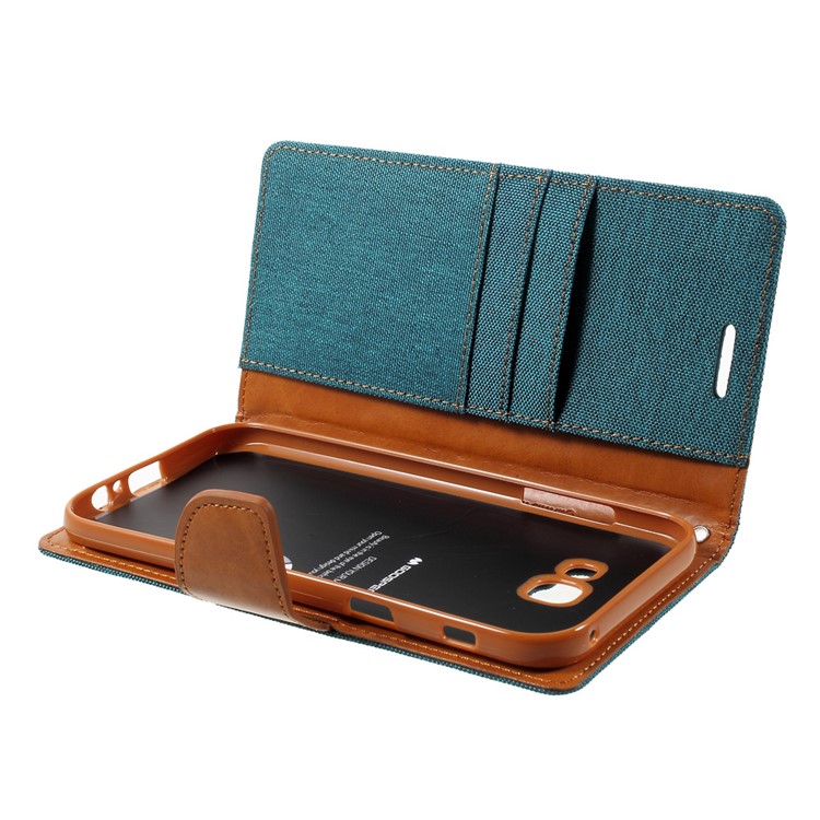 MERCURY GOOSPERY Canvas Diary Leather Cover Case for Samsung Galaxy A7 (2017) A720 - Green-6