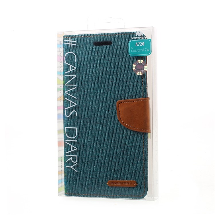MERCURY GOOSPERY Canvas Diary Leather Cover Case for Samsung Galaxy A7 (2017) A720 - Green-7