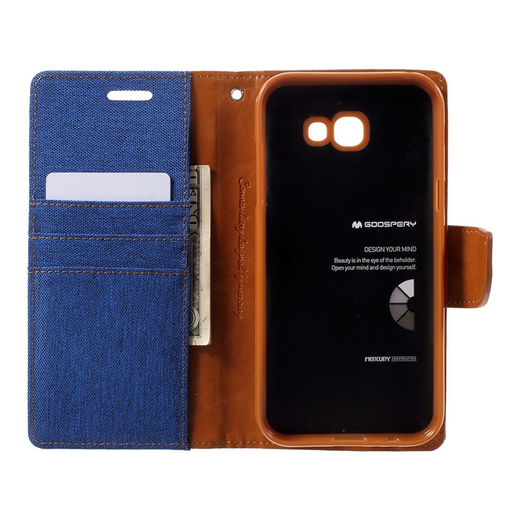 MERCURY GOOSPERY Canvas Diary Wallet Stand Leather Case for Samsung Galaxy A7 (2017) A720 - Light Blue-5