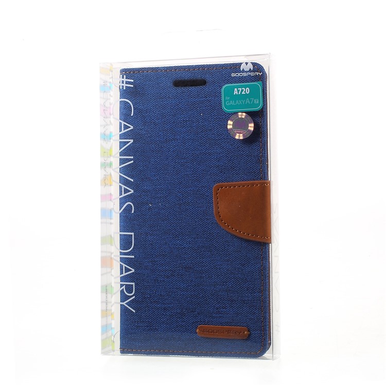 MERCURY GOOSPERY Canvas Diary Wallet Stand Leather Case for Samsung Galaxy A7 (2017) A720 - Light Blue-7