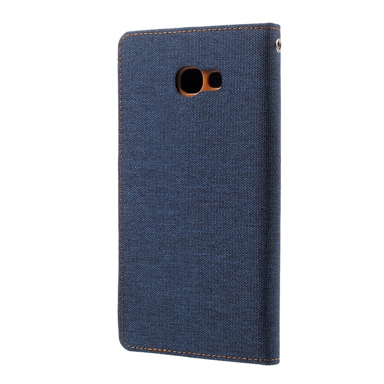 MERCURY GOOSPERY Canvas Diary Wallet Leather Protective Case for Samsung Galaxy A7 (2017) A720 - Dark Blue-3