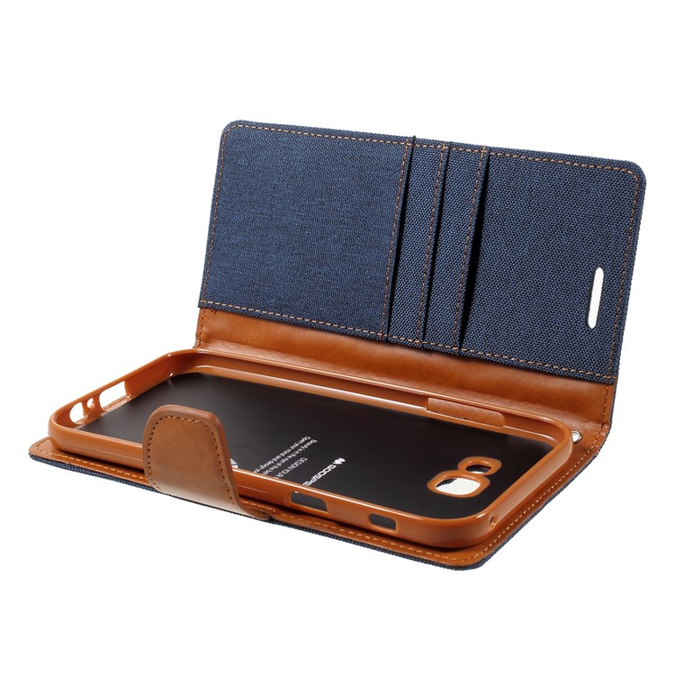 MERCURY GOOSPERY Canvas Diary Wallet Leather Protective Case for Samsung Galaxy A7 (2017) A720 - Dark Blue-6