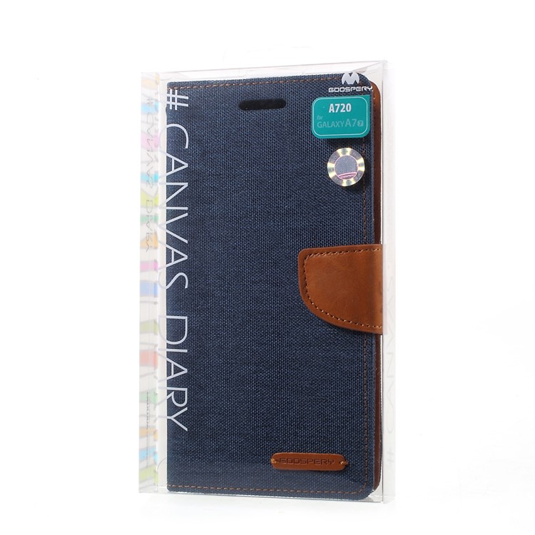 MERCURY GOOSPERY Canvas Diary Wallet Leather Protective Case for Samsung Galaxy A7 (2017) A720 - Dark Blue-7