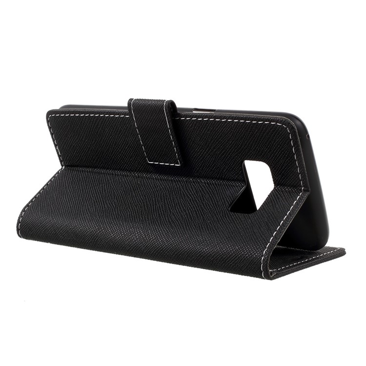 Cross Texture Stand Wallet Leather Phone Case for Samsung Galaxy S8 - Black-5