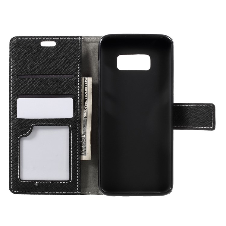 Cross Texture Stand Wallet Leather Phone Case for Samsung Galaxy S8 - Black-6