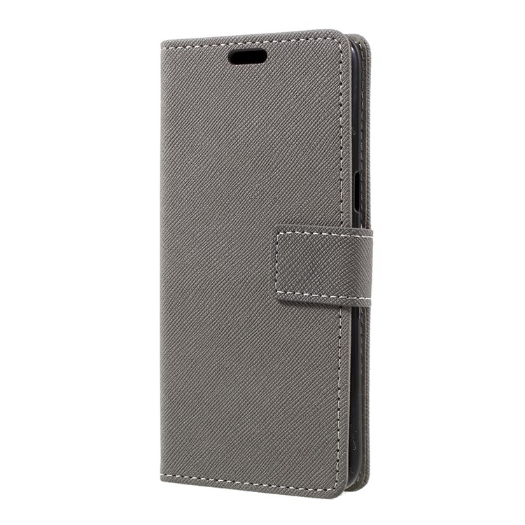Cross Texture PU Leather Wallet Case for Samsung Galaxy S8 - Grey-2