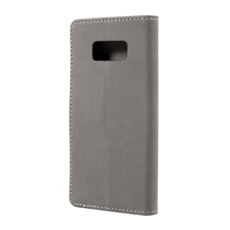Cross Texture PU Leather Wallet Case for Samsung Galaxy S8 - Grey-3