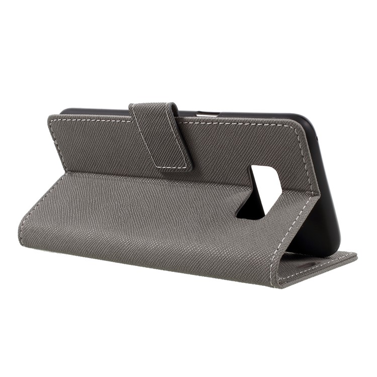 Cross Texture PU Leather Wallet Case for Samsung Galaxy S8 - Grey-5