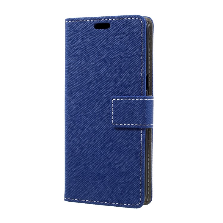 Cross Texture Leather Casing Phone Accessory for Samsung Galaxy S8 - Blue-2