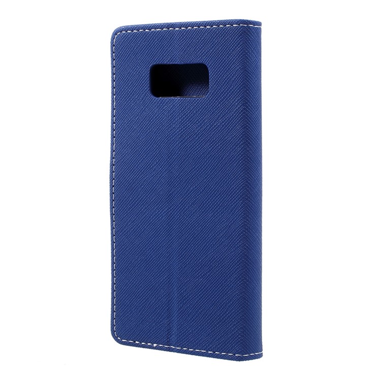 Cross Texture Leather Casing Phone Accessory for Samsung Galaxy S8 - Blue-3