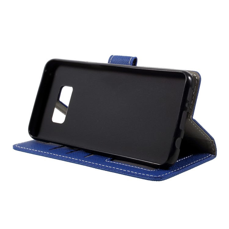Cross Texture Leather Casing Phone Accessory for Samsung Galaxy S8 - Blue-4