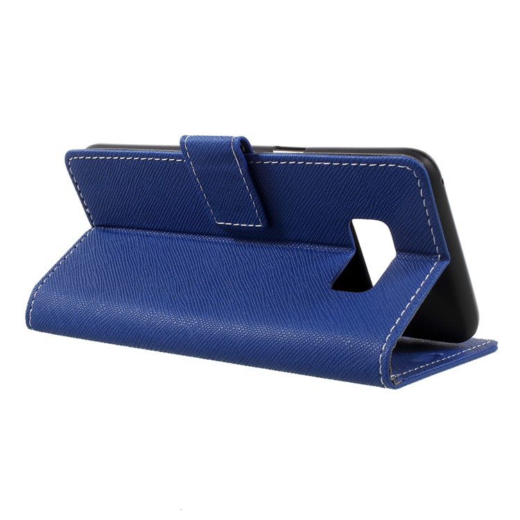 Cross Texture Leather Casing Phone Accessory for Samsung Galaxy S8 - Blue-5