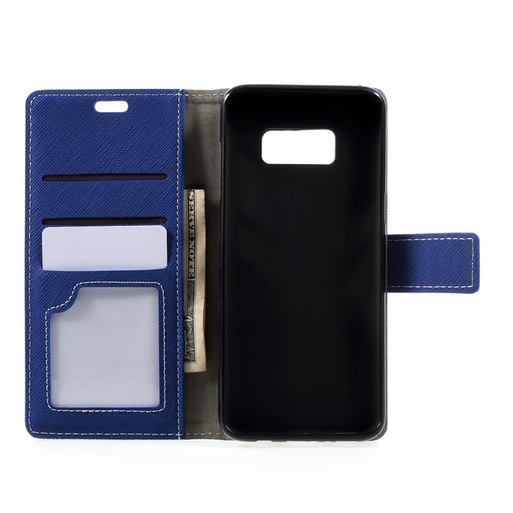 Cross Texture Leather Casing Phone Accessory for Samsung Galaxy S8 - Blue-6