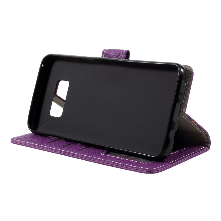 Cross Texture PU Leather Mobile Phone Case for Samsung Galaxy S8 - Purple-4