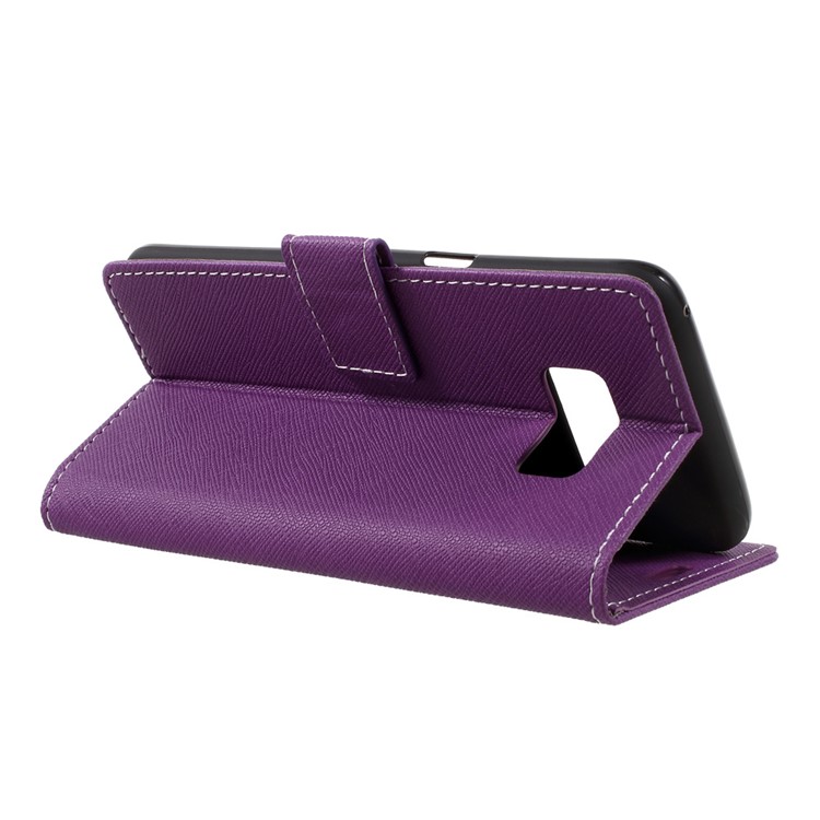 Cross Texture PU Leather Mobile Phone Case for Samsung Galaxy S8 - Purple-5