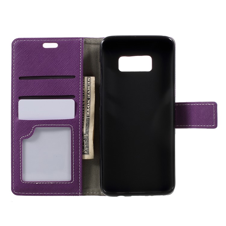 Cross Texture PU Leather Mobile Phone Case for Samsung Galaxy S8 - Purple-6