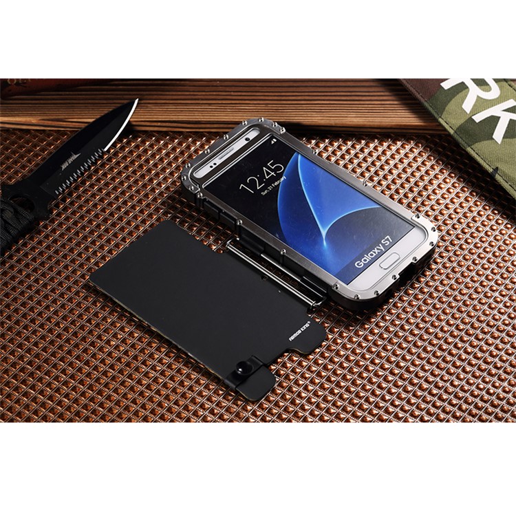 R-JUST Military Camouflage Heavy Armor Flip Phone Case for Samsung Galaxy S7 G930 (Plastic + Metal)-11