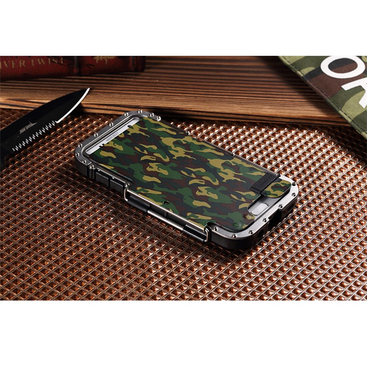 R-JUST Military Camouflage Heavy Armor Flip Phone Case for Samsung Galaxy S7 G930 (Plastic + Metal)-12