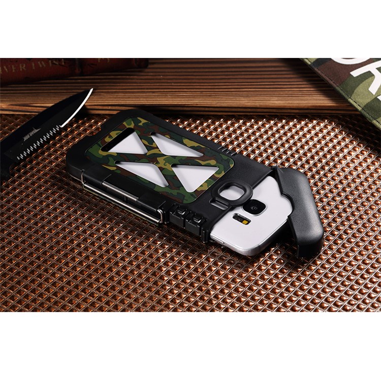 R-JUST Military Camouflage Heavy Armor Flip Phone Case for Samsung Galaxy S7 G930 (Plastic + Metal)-13