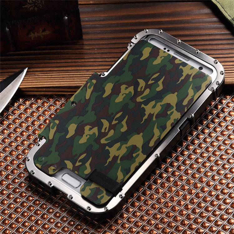 R-JUST Military Camouflage Heavy Armor Flip Phone Case for Samsung Galaxy S7 G930 (Plastic + Metal)-2