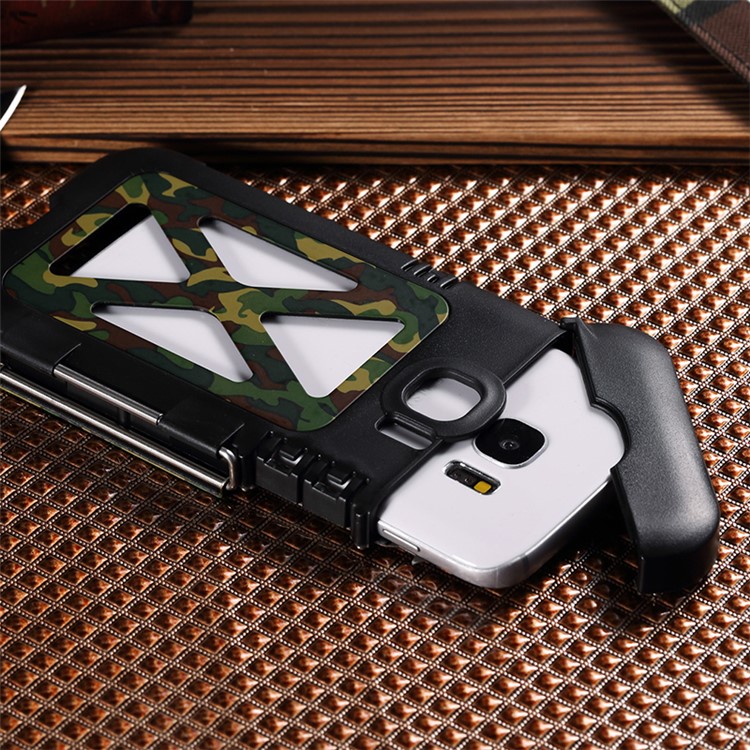 R-JUST Military Camouflage Heavy Armor Flip Phone Case for Samsung Galaxy S7 G930 (Plastic + Metal)-3