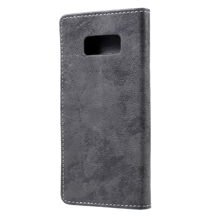 Vintage Style Leather Wallet Mobile Case for Samsung Galaxy S8 G950 - Grey-3
