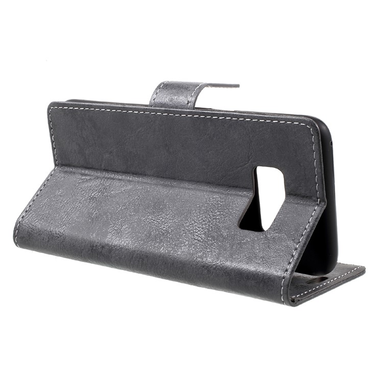 Vintage Style Leather Wallet Mobile Case for Samsung Galaxy S8 G950 - Grey-4