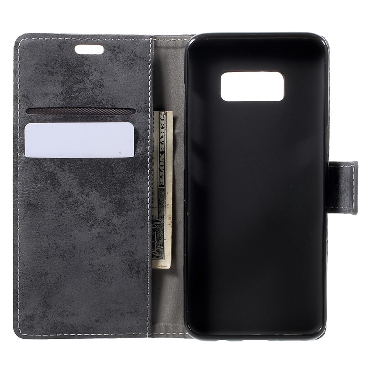 Vintage Style Leather Wallet Mobile Case for Samsung Galaxy S8 G950 - Grey-5