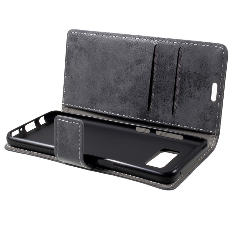 Vintage Style Leather Wallet Mobile Case for Samsung Galaxy S8 G950 - Grey-9