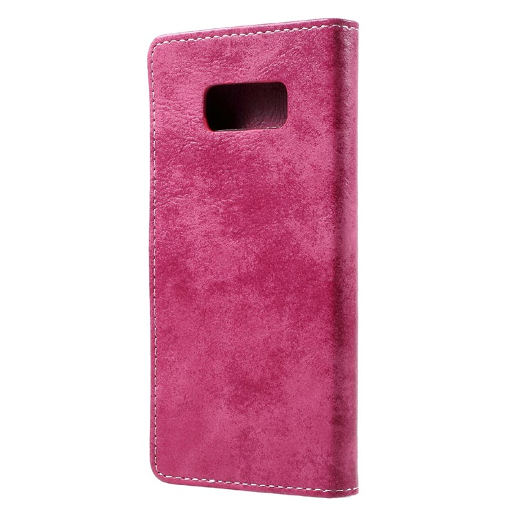 Vintage Style PU Leather Wallet Flip Case for Samsung Galaxy S8 G950 - Rose-3