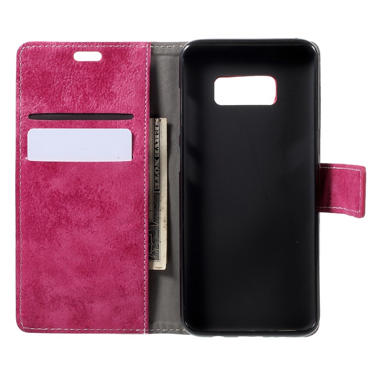Vintage Style PU Leather Wallet Flip Case for Samsung Galaxy S8 G950 - Rose-5