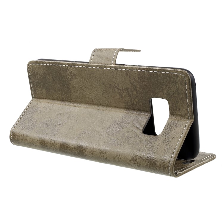 Vintage Style Leather Stand Wallet Cover for Samsung Galaxy S8 G950 - Khaki-4