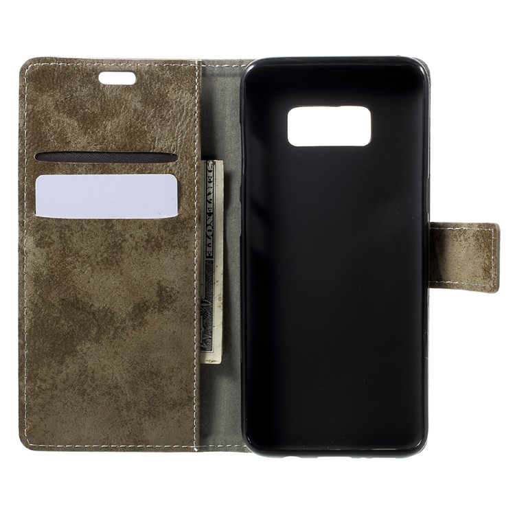 Vintage Style Leather Stand Wallet Cover for Samsung Galaxy S8 G950 - Khaki-5