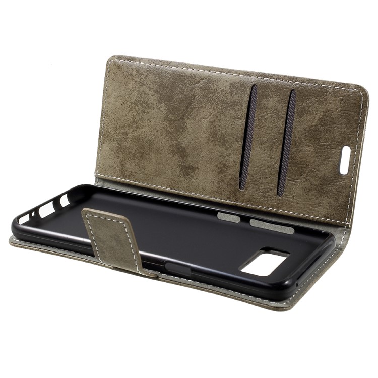 Vintage Style Leather Stand Wallet Cover for Samsung Galaxy S8 G950 - Khaki-6