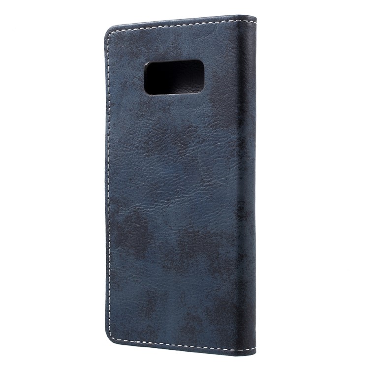 Vintage Style Magnetic Leather Wallet Shell for Samsung Galaxy S8 G950 - Blue-3