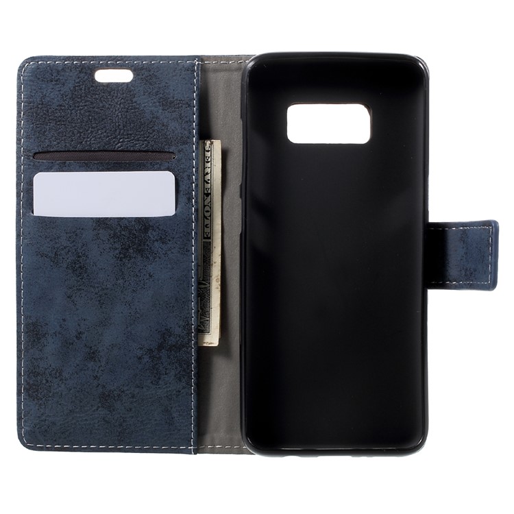Vintage Style Magnetic Leather Wallet Shell for Samsung Galaxy S8 G950 - Blue-5