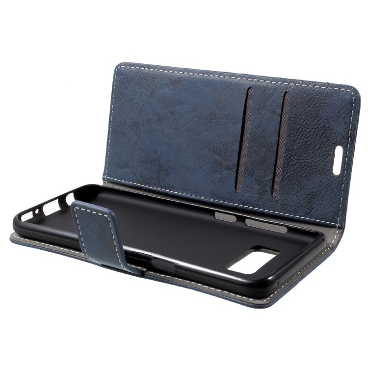 Vintage Style Magnetic Leather Wallet Shell for Samsung Galaxy S8 G950 - Blue-6