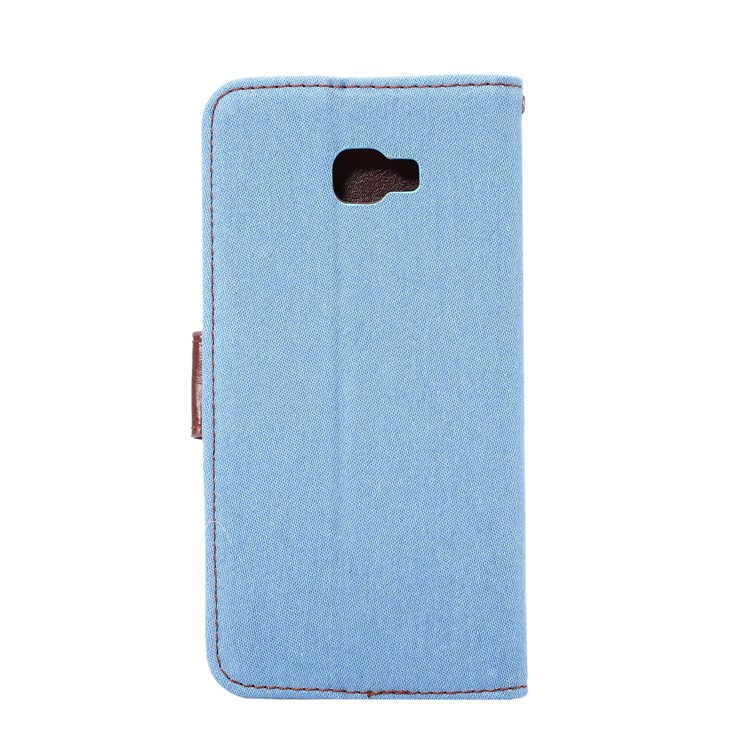 Jeans Cloth Stand Card Slot Leather Phone Case for Samsung Galaxy C5 Pro - Baby Blue-3