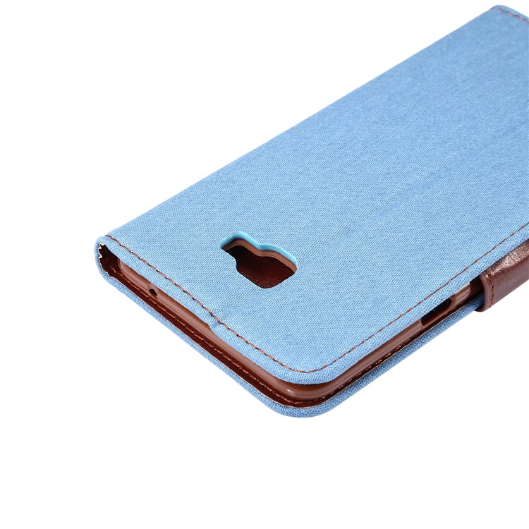 Jeans Cloth Stand Card Slot Leather Phone Case for Samsung Galaxy C5 Pro - Baby Blue-6