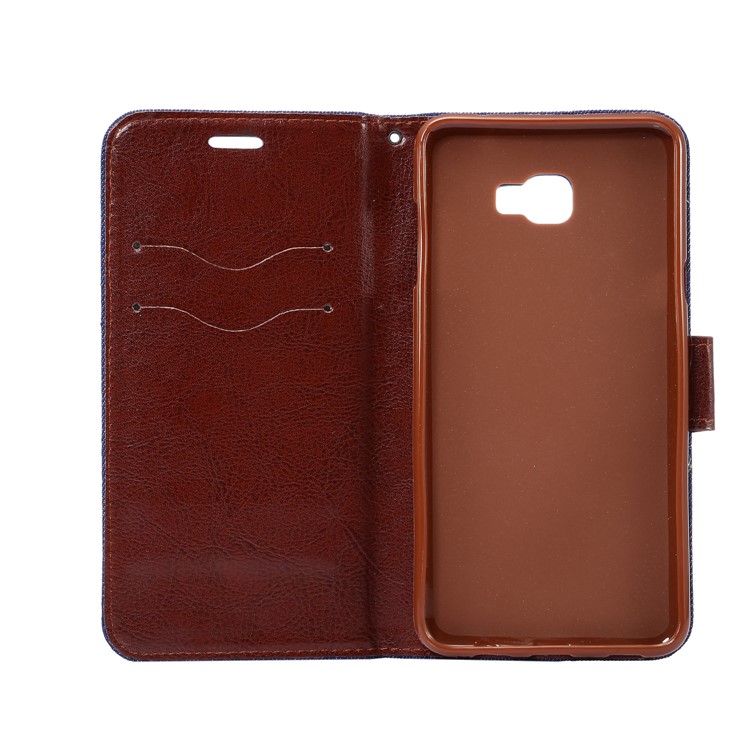 Jeans Cloth Stand Card Slot Leather Phone Case for Samsung Galaxy C5 Pro - Baby Blue-8