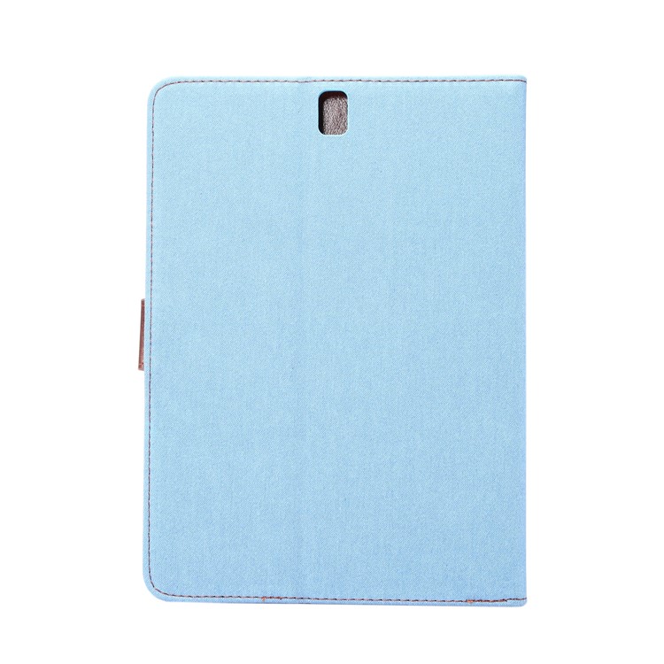 Jeans Cloth Stand Leather Card Holder Tab Case for Samsung Galaxy Tab S3 9.7" T820 - Baby Blue-3