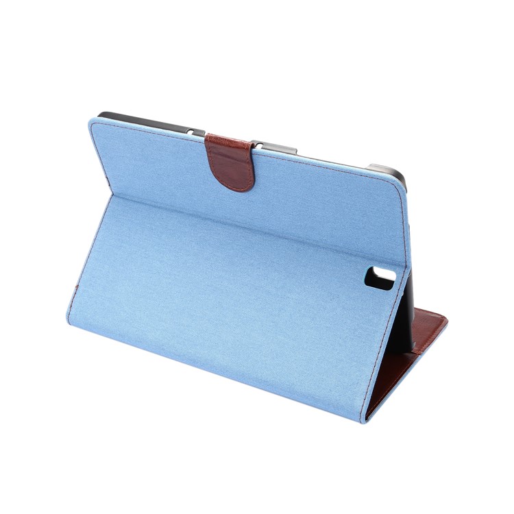 Jeans Cloth Stand Leather Card Holder Tab Case for Samsung Galaxy Tab S3 9.7" T820 - Baby Blue-4