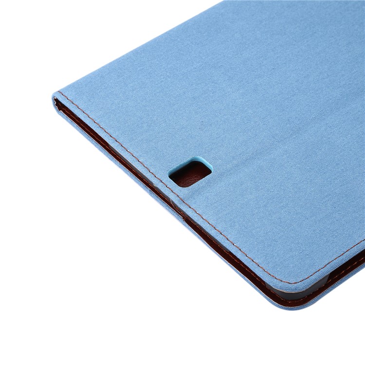Jeans Cloth Stand Leather Card Holder Tab Case for Samsung Galaxy Tab S3 9.7" T820 - Baby Blue-6