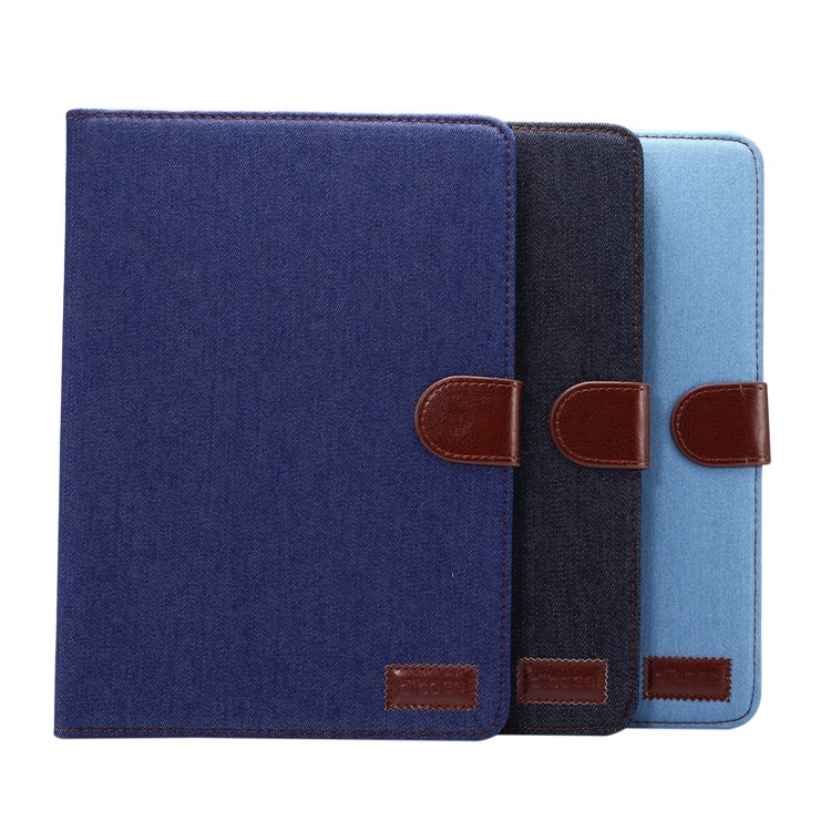 Jeans Cloth Stand Leather Card Holder Tab Case for Samsung Galaxy Tab S3 9.7" T820 - Baby Blue-8