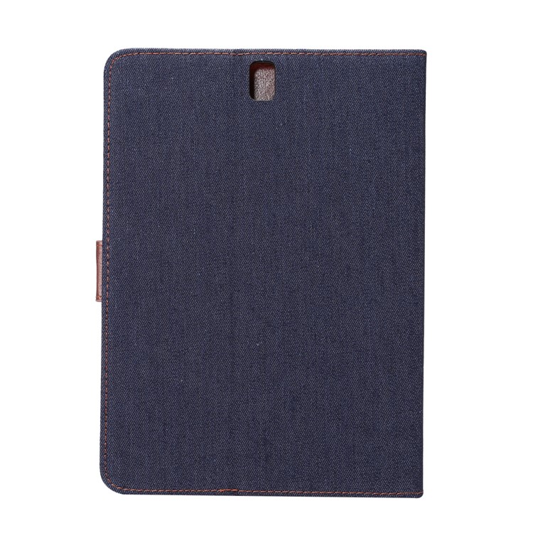 Jeans Cloth Stand Leather Card Holder Tab Cover for Samsung Galaxy Tab S3 9.7" T820 - Black Blue-3