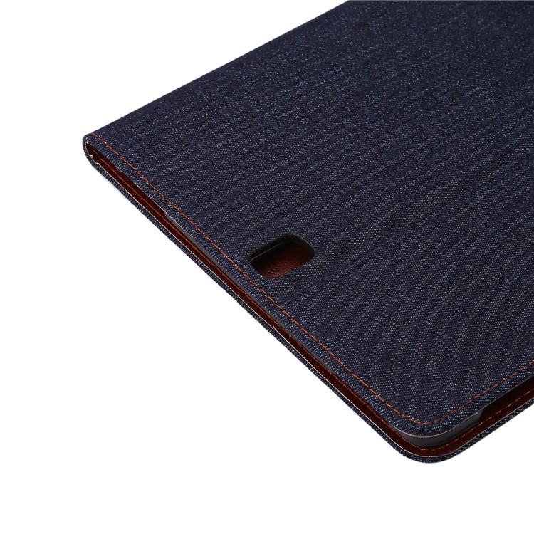 Jeans Cloth Stand Leather Card Holder Tab Cover for Samsung Galaxy Tab S3 9.7" T820 - Black Blue-6