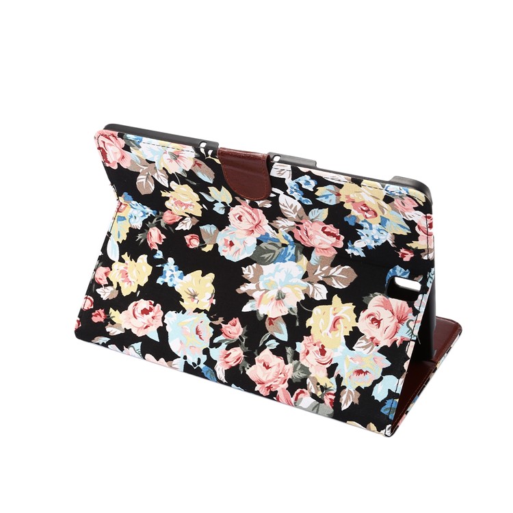 Blooming Flower Cloth Leather Smart Wallet Case for Samsung Galaxy Tab S3 9.7-inch T820 - Black-4