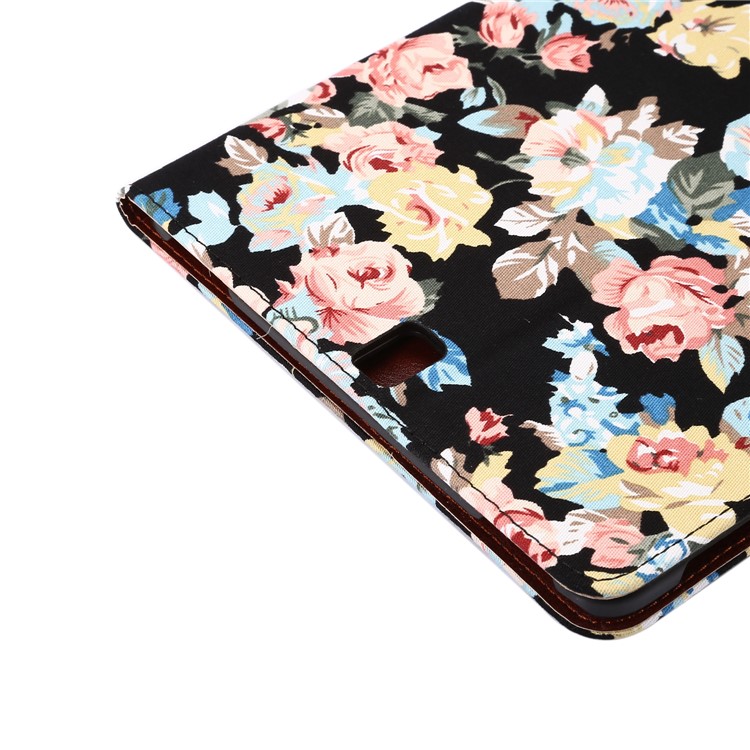 Blooming Flower Cloth Leather Smart Wallet Case for Samsung Galaxy Tab S3 9.7-inch T820 - Black-6